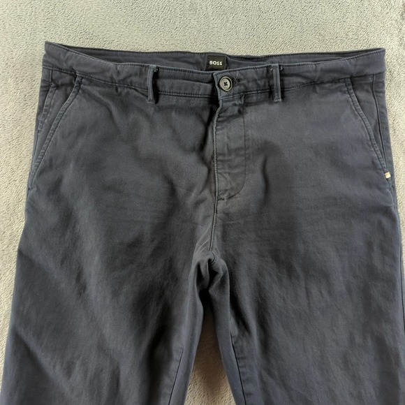 Boss Hugo Boss Pants Mens 34x32 Blue Chino Straight Work Business Preppy Cuffed - Picture 2 of 13